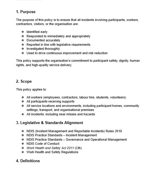 NDIS Core Governance & Compliance Pack Templates